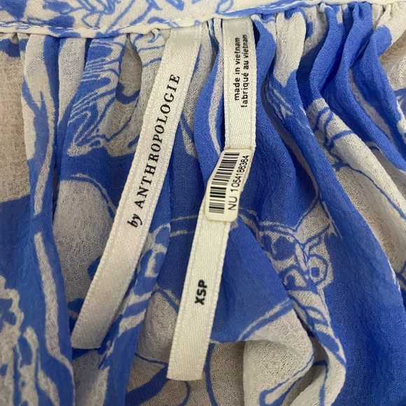 Anthropologie Blue and Cream Floral Midi Dress - Picture 12 of 15
